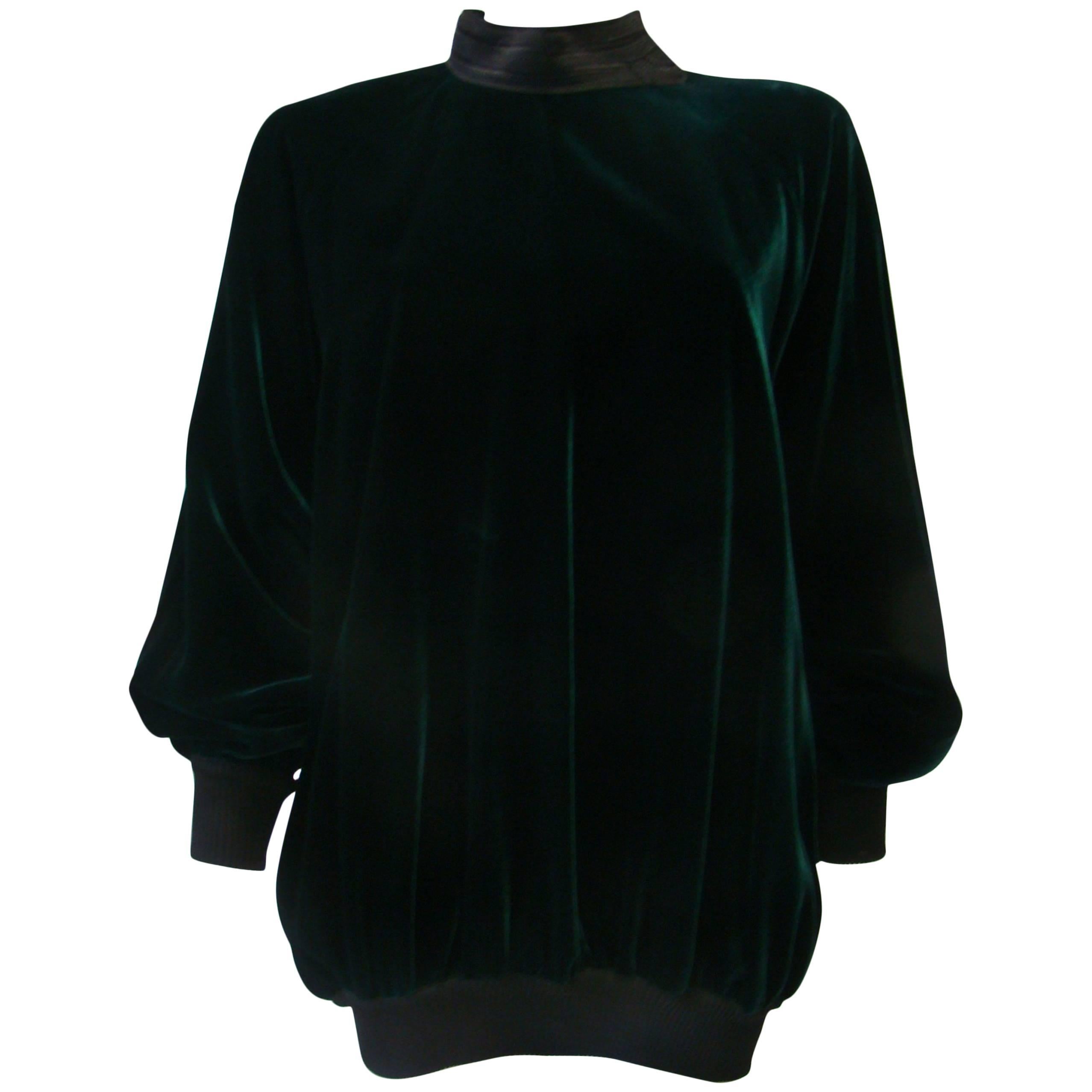 Rare Gianfranco Ferre Green Emerald Velvet Mini Dress For Sale