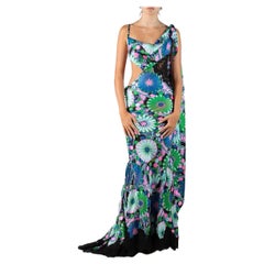 Morphew Atelier Bias Cut Psychedelic Vintage 60'S Fabric & Lace Gown