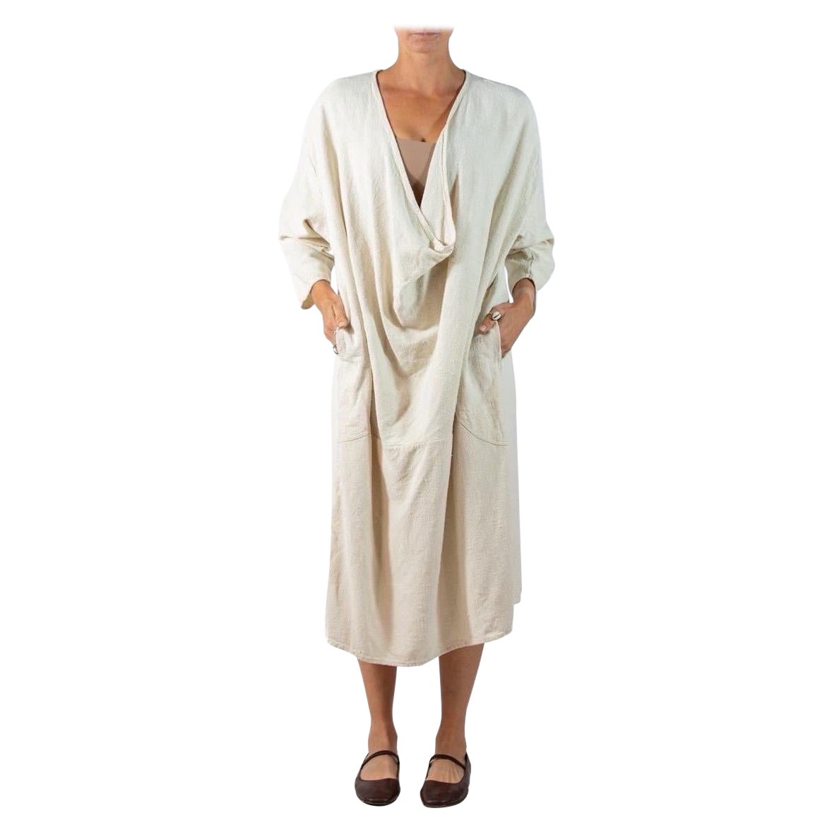 Morphew Collection Silk Unisex Cowl Draped Tunic With Pockets For Sale
