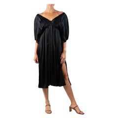 Morphew Collection Vestido negro de seda charmeuse de 4 patillas