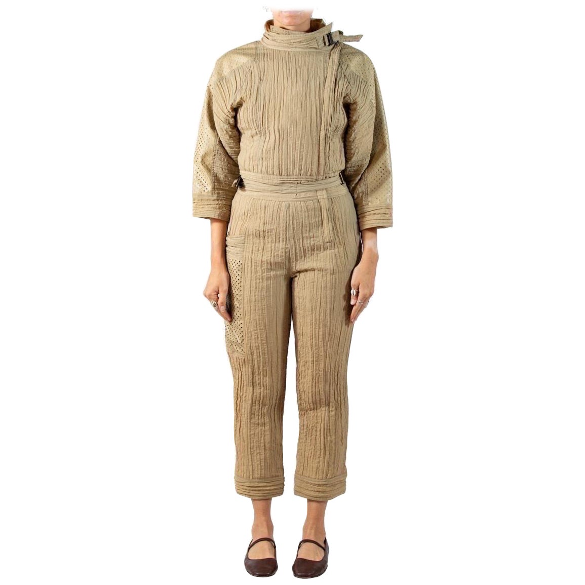 1980S Ecru Cotton Blend Jumpsuit For Sale
