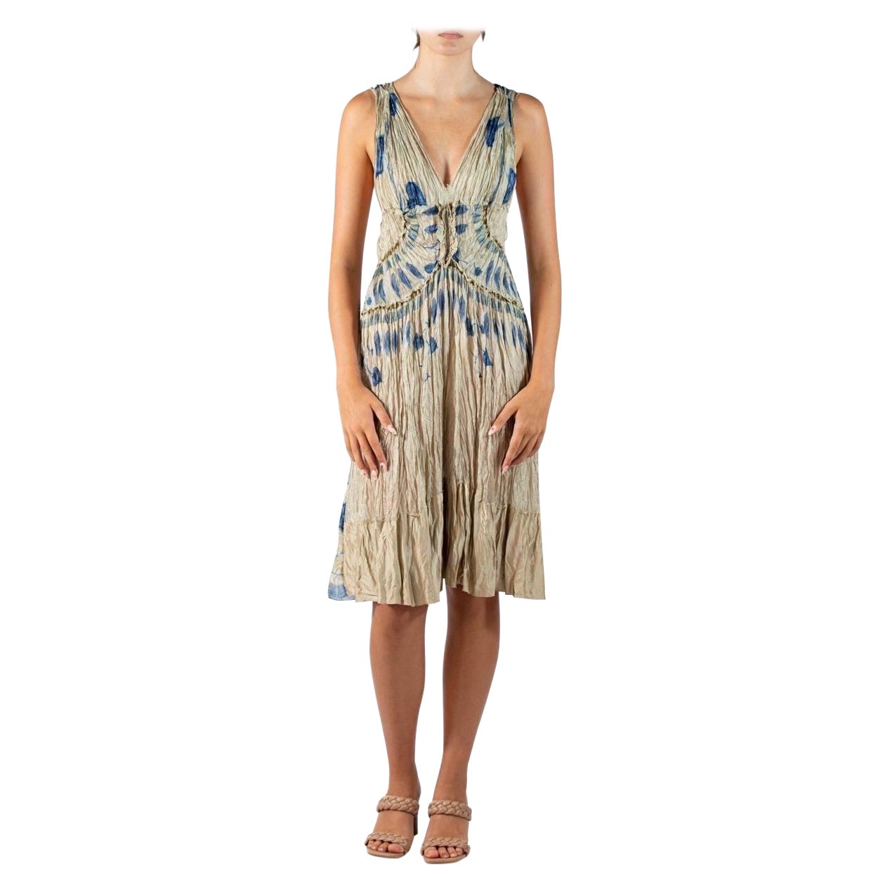 1990er Alberta Ferretti Deconsturcted Crinkle Seiden-Charmeuse-Kleid