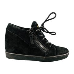Used GIUSEPPE ZANOTTI Size 5 Black Suede High Top Sneakers