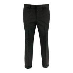 EMPORIO ARMANI Taille 34 Pantalon habillé à revers en coton élasthanne noir