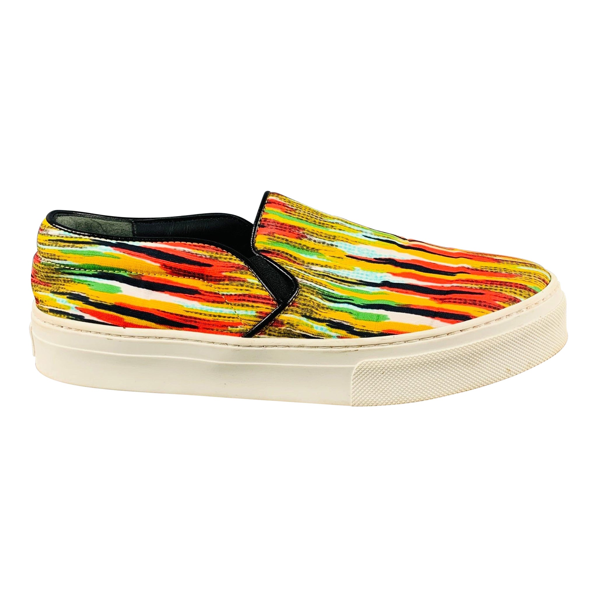 CELINE Size 6 Multi-Color Fabric Stripe Slip On Sneakers For Sale