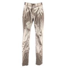 VERSACE Size 34 Silver Metallic Not Listed Pleated Dress Pants