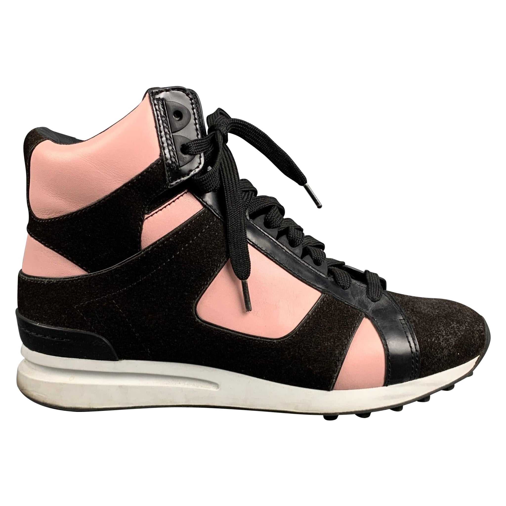 3.1 Phillip Lim Taille 9.5 Noir Rose Cuir Color Block High Top Sneakers en vente