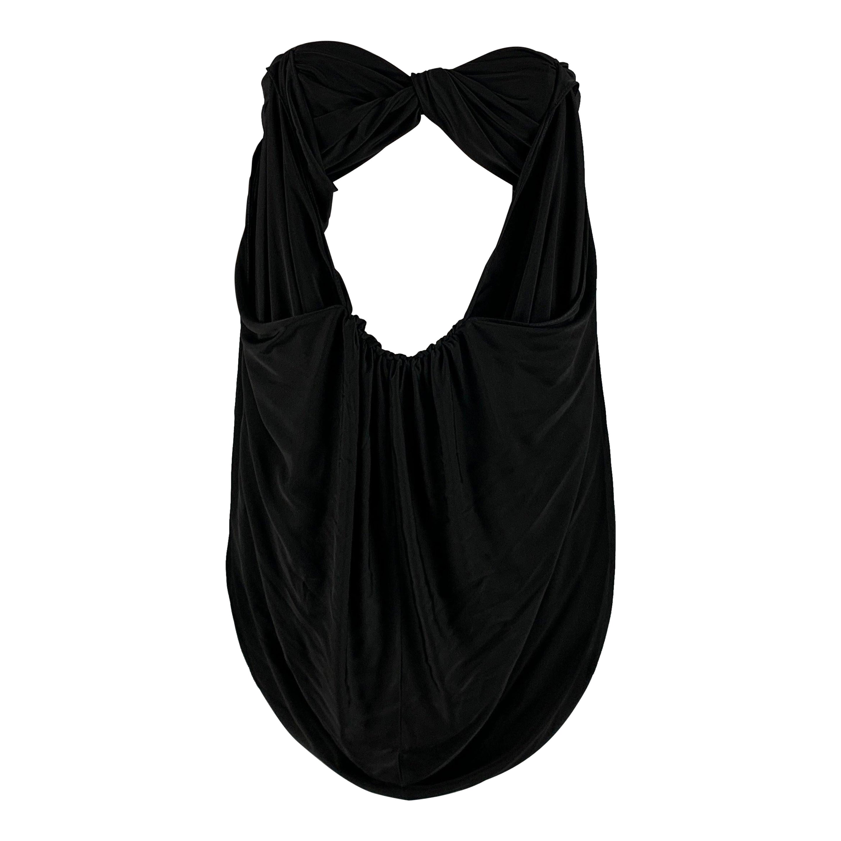SAINT LAURENT Size 2 Black Jersey Ruched Bralette Dress Top For Sale