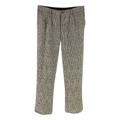 GIORGIO ARMANI Taille 32 Pantalon habillé en laine à plis noir et blanc