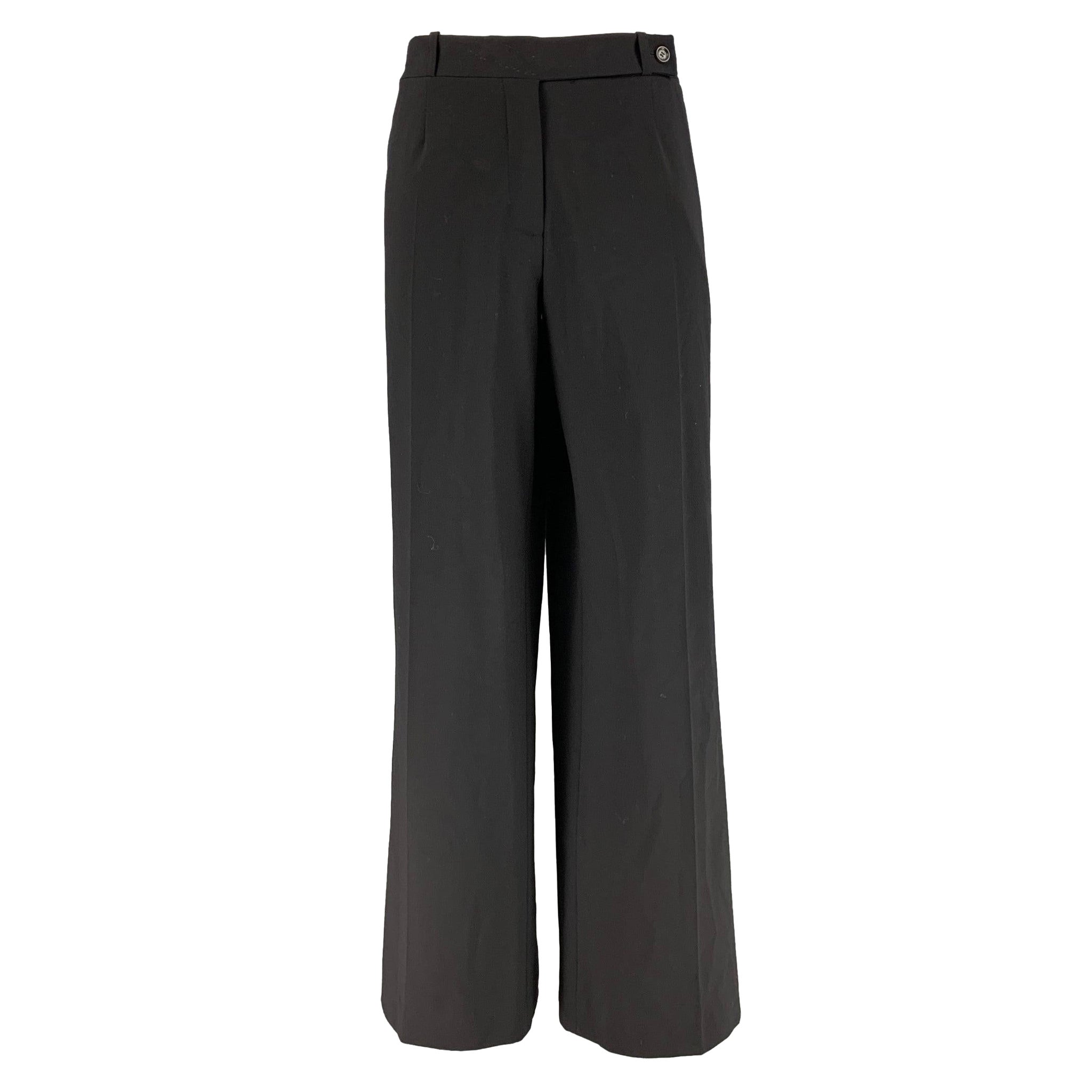 CELINE Size L Black Wool Blend Zip Dress Pants For Sale