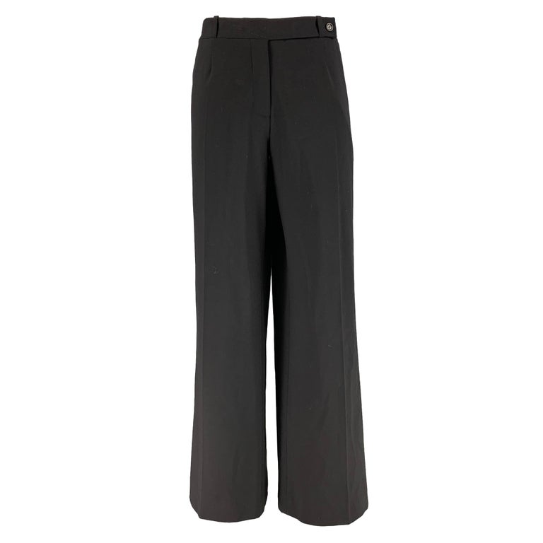 CELINE Size L Black Wool Blend Zip Dress Pants at 1stDibs