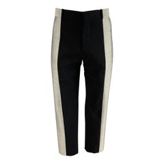 ALEXANDER MCQUEEN Taille 38 Pantalon habillé en laine bicolore noire et grise à devant plat