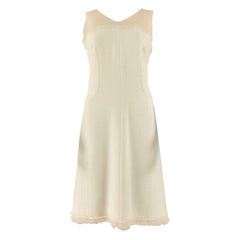 CHANEL Size 8 Cream Cotton  Acrylic Sleeveless Mid-Calf Dress