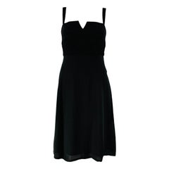 CHANEL Size 6 Black Wool  Nylon Empire Waist Below Knee Dress