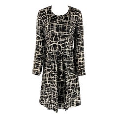 Used MARNI Size 2 Black Heather Silk Print Long Dress