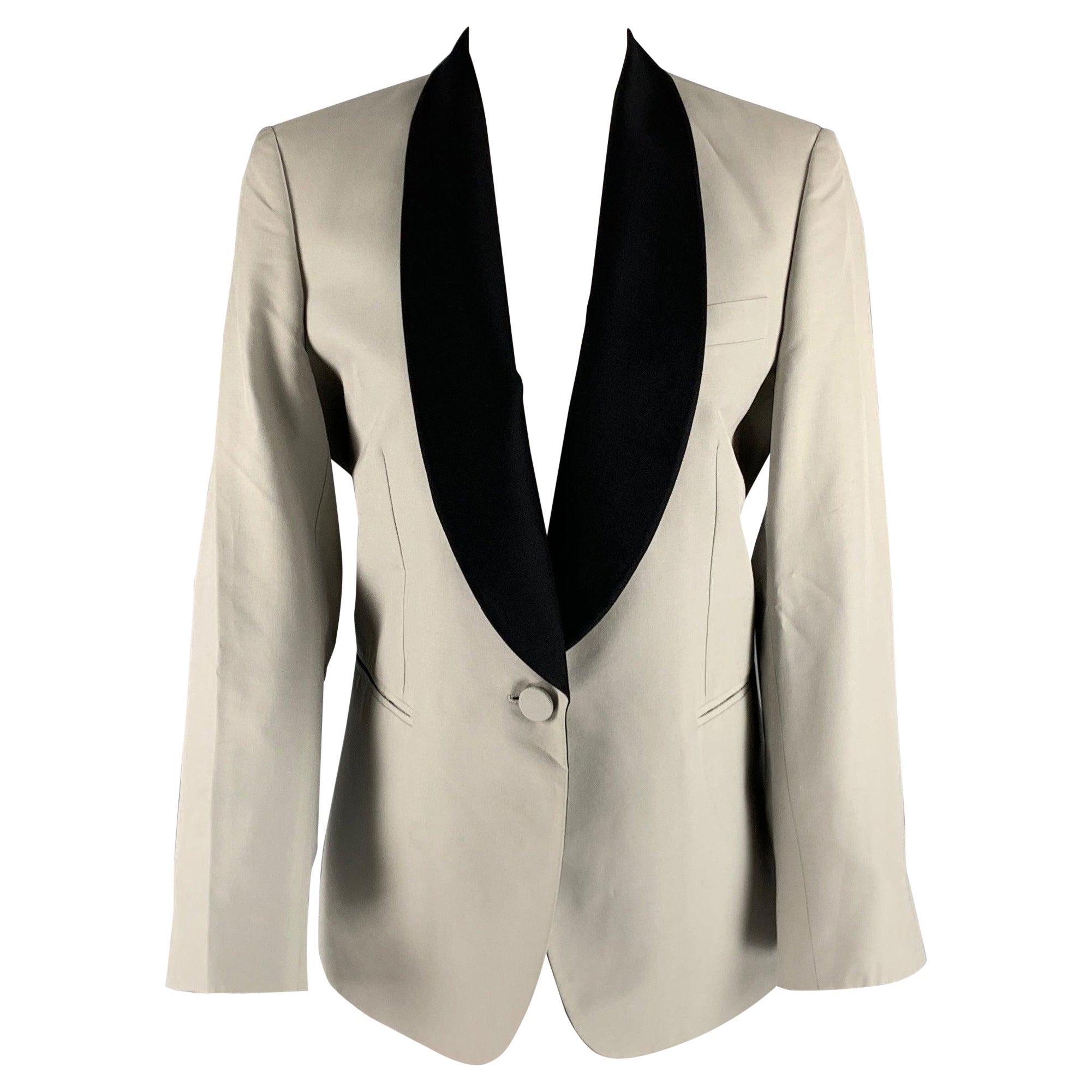 STELLA McCARTNEY Size 8 Silver Black Silk Tuxedo  Blazer For Sale