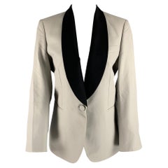 STELLA McCARTNEY Size 8 Silver Black Silk Tuxedo  Blazer