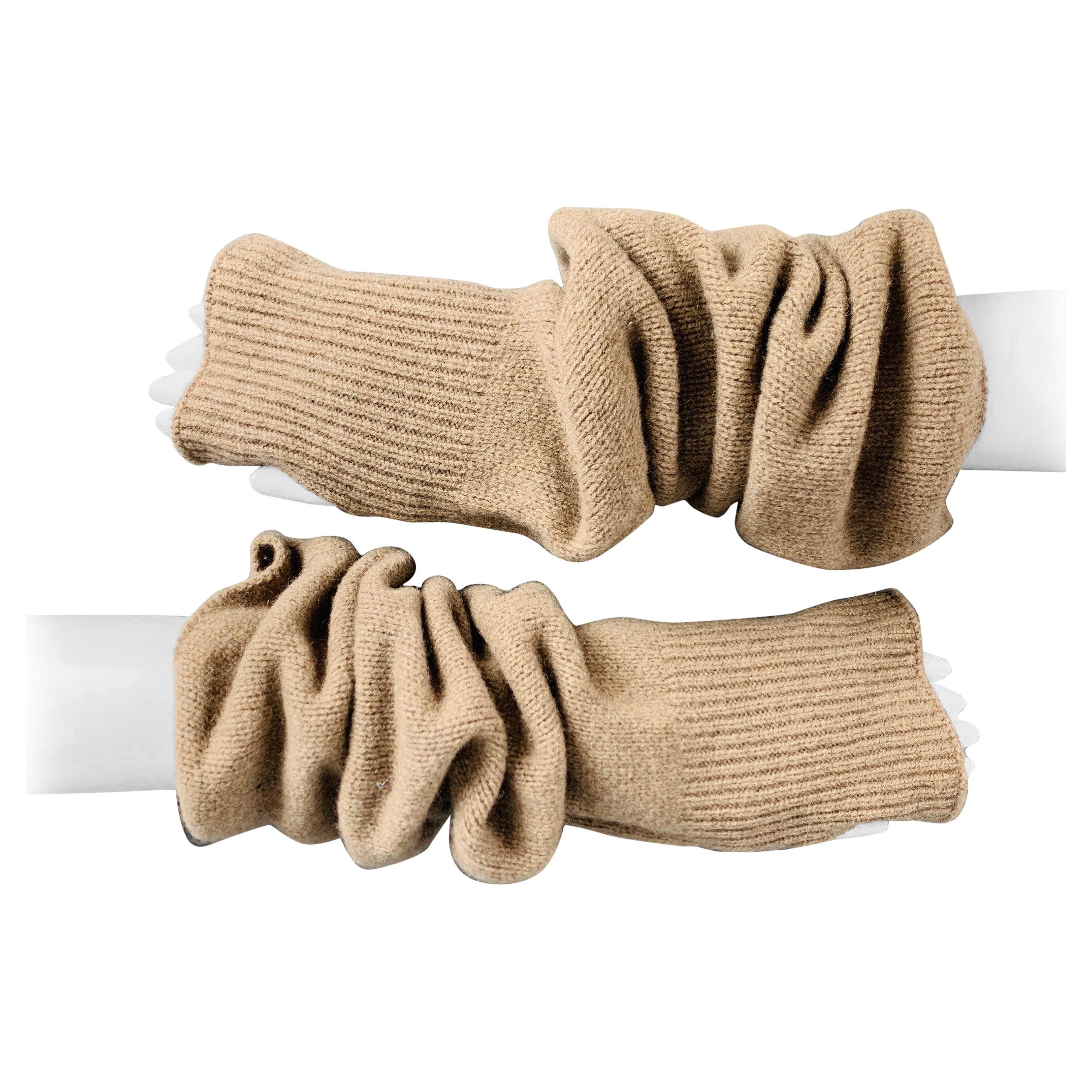 MARC JACOBS Graue Taupe gestrickte Handschuhe aus Woll-Kaschmirmischung im Angebot