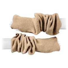 MARC JACOBS Graue Taupe gestrickte Handschuhe aus Woll-Kaschmirmischung