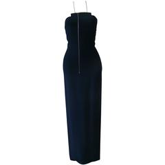 Unique Angelo Mozzillo Navy Blue Bodycon Maxi Dress