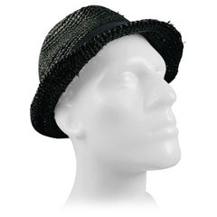 JOHN VARVATOS Size S/M Black Woven Paper Yarn Hats