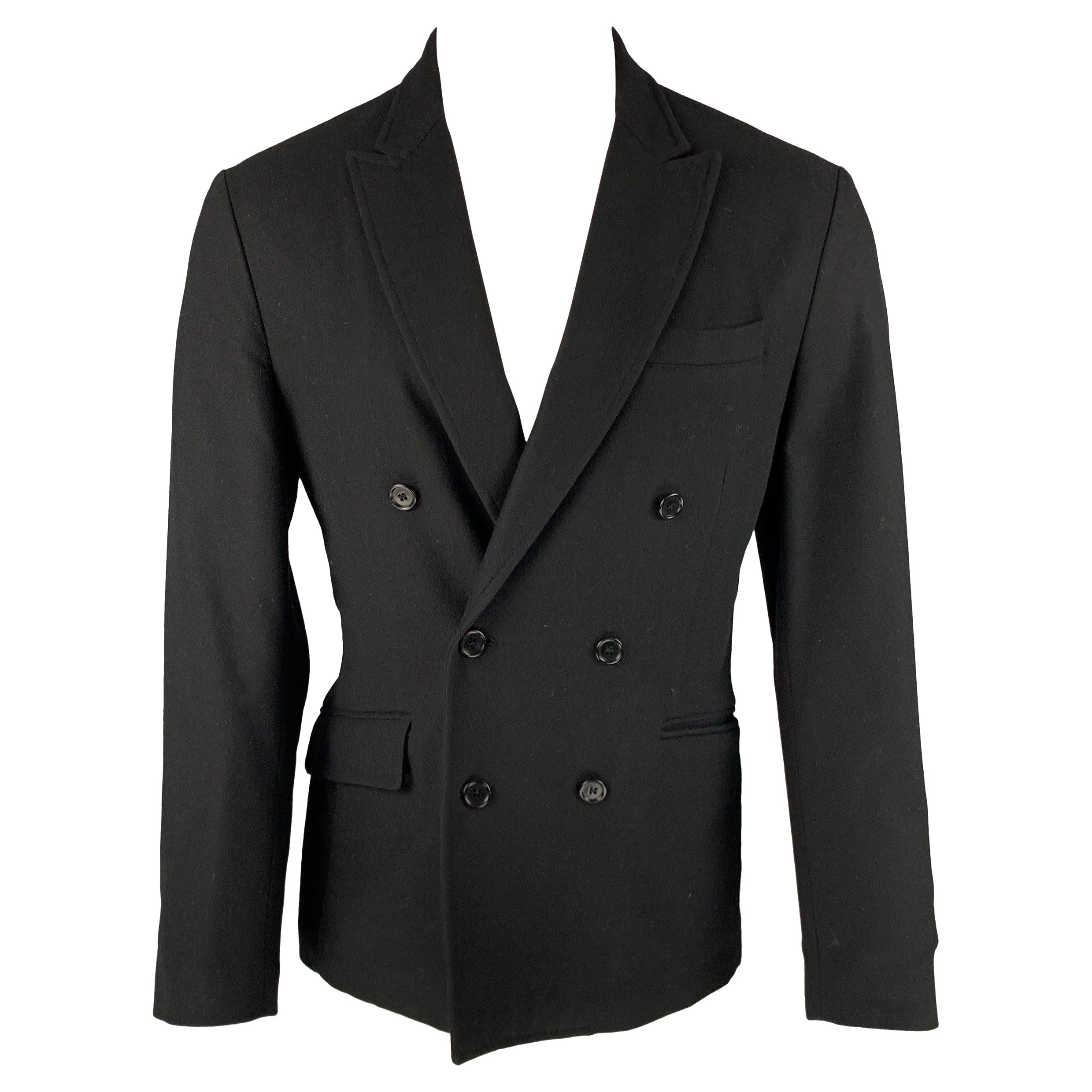 JOHN VARVATOS Size 38 Black Virgin Wool Blend Jacket For Sale
