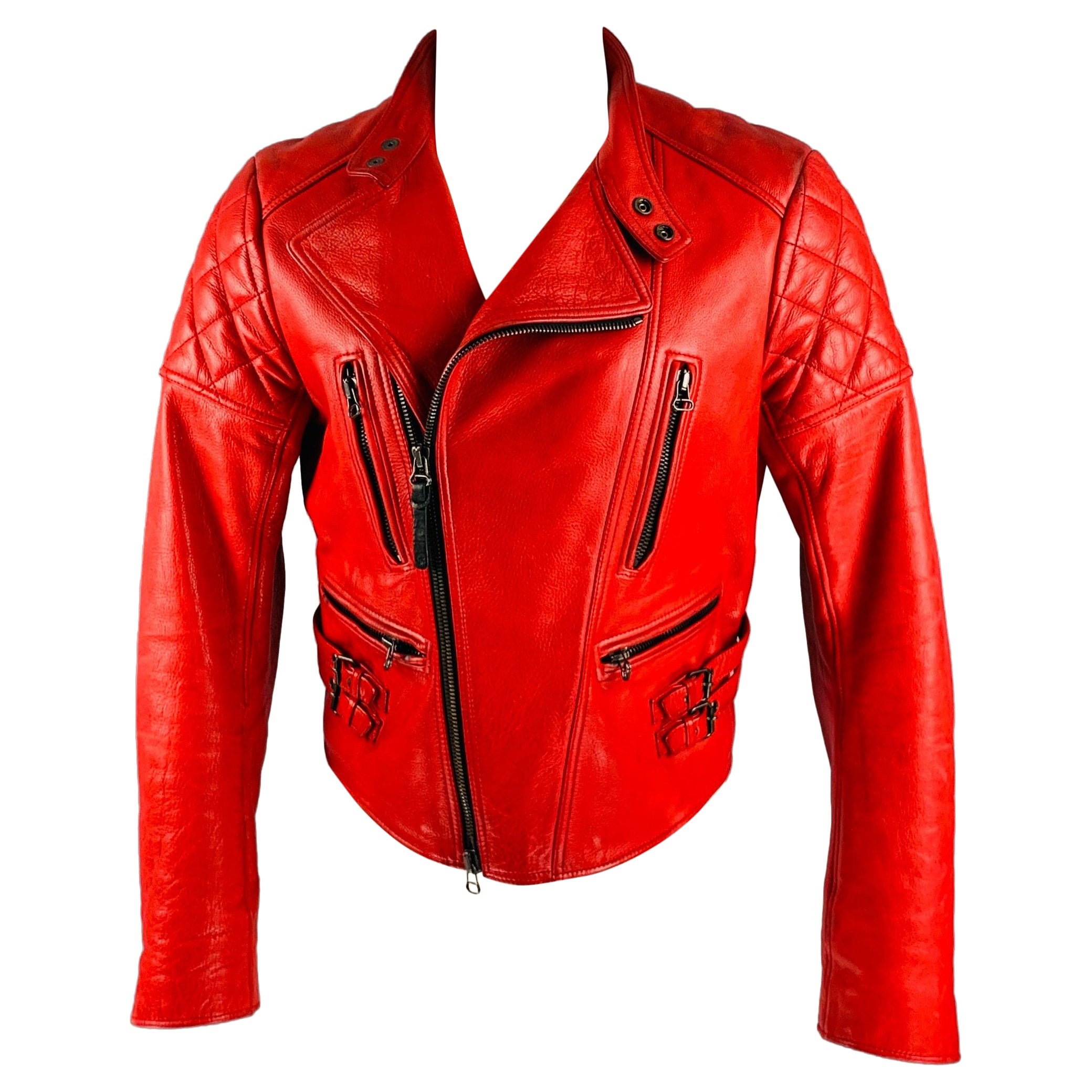 BELSTAFF Size M Red Leather Biker Jacket For Sale