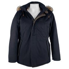 LORO PIANA Größe 42 Marineblaue Kaschmirjacke mit Reißverschluss und Druckknöpfen