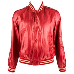 CELINE Size 44 Red Polyester Bomber Jacket