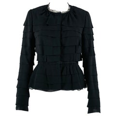 NINA RICCI taille 6 superposée en soie noire  Blazer