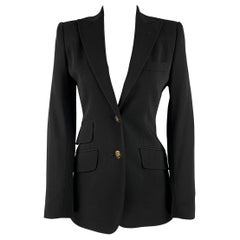 DOLCE & GABBANA Size 2 Black Wool Blend Single breasted Blazer