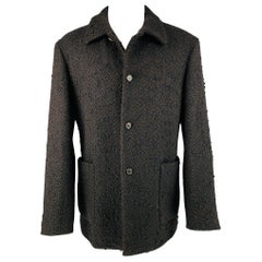 PRADA Größe 40 Schwarz Brown Tweed Wool Blend Patch Pockets Jacke