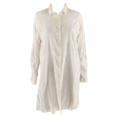 Chemisier long texturé en coton blanc ANN DEMEULEMEESTER Taille 6