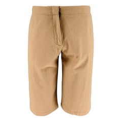 JIL SANDER Size 8 Camel Wool Blend Flat Front Shorts
