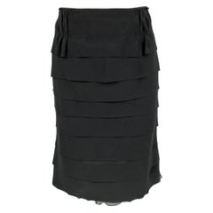 NINA RICCI Falda lápiz de seda negra talla 6