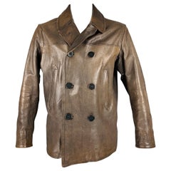 RRL by RALPH LAUREN Size XL Brown Leather Peacoat