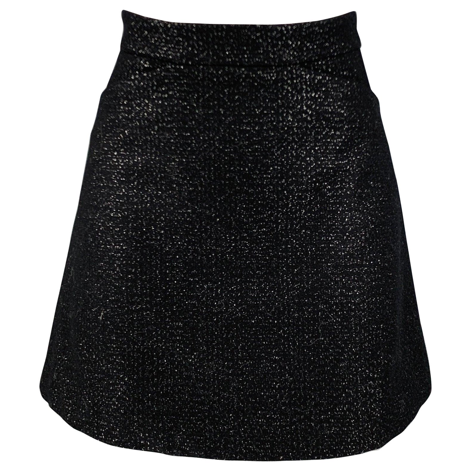 ZADIG & VOLTAIRE Size 0 Black Silver Wool Blend Mini Skirt For Sale