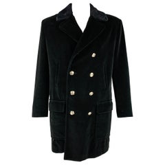 Used VERSACE JEANS COUTURE Size L Black Velvet Cotton Coat