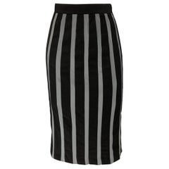 JEAN PAUL GAULTIER Size 4 Black Grey Stripe Pencil Skirt