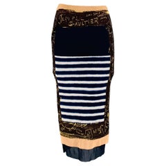 JEAN PAUL GAULTIER Size M Navy Multi-Color Nylon Graffiti Skirt