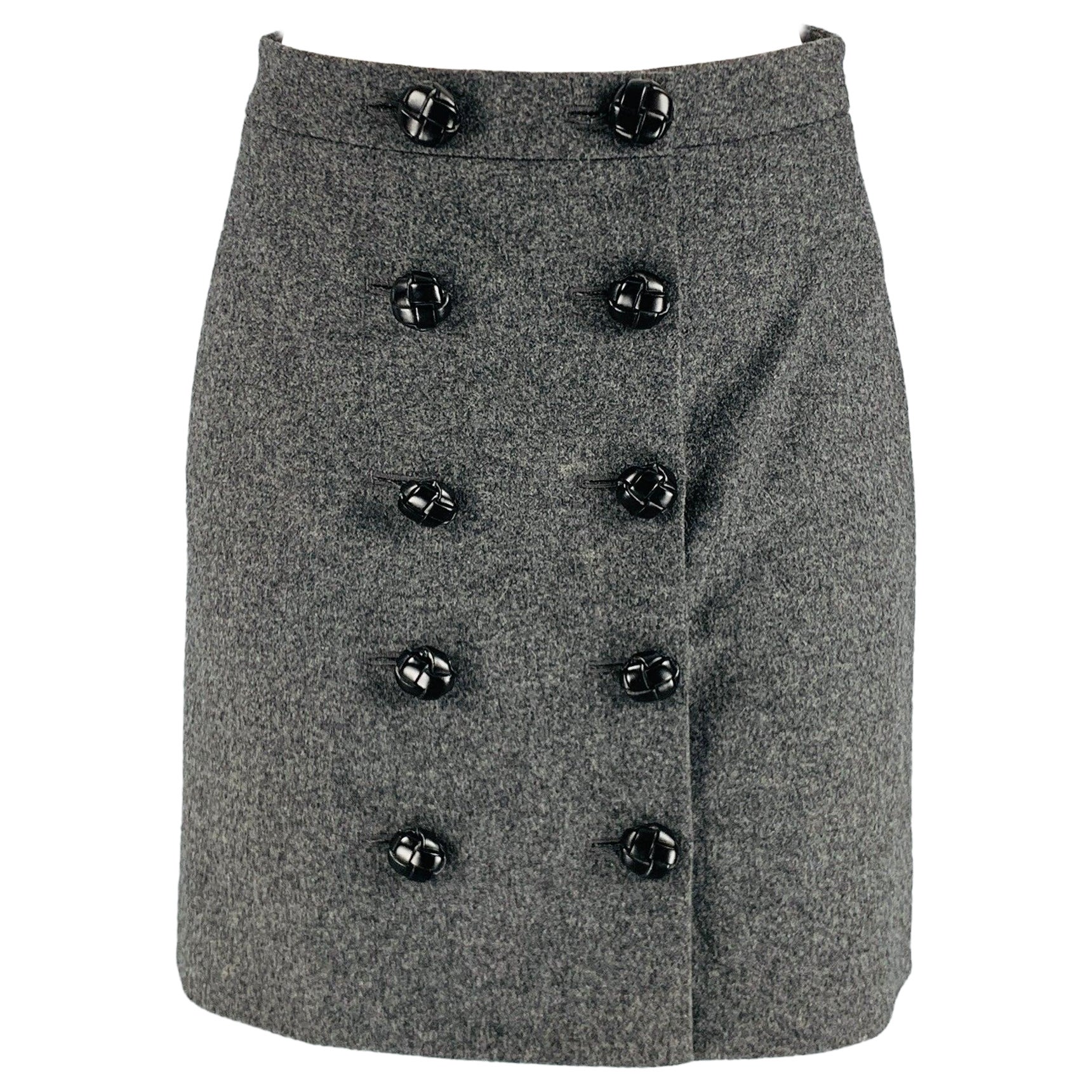 GUCCI Size 0 Grey Wool Cashmere A-Line Mini Skirt For Sale