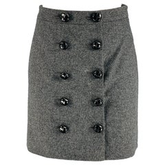 GUCCI Size 0 Grey Wool Cashmere A-Line Mini Skirt