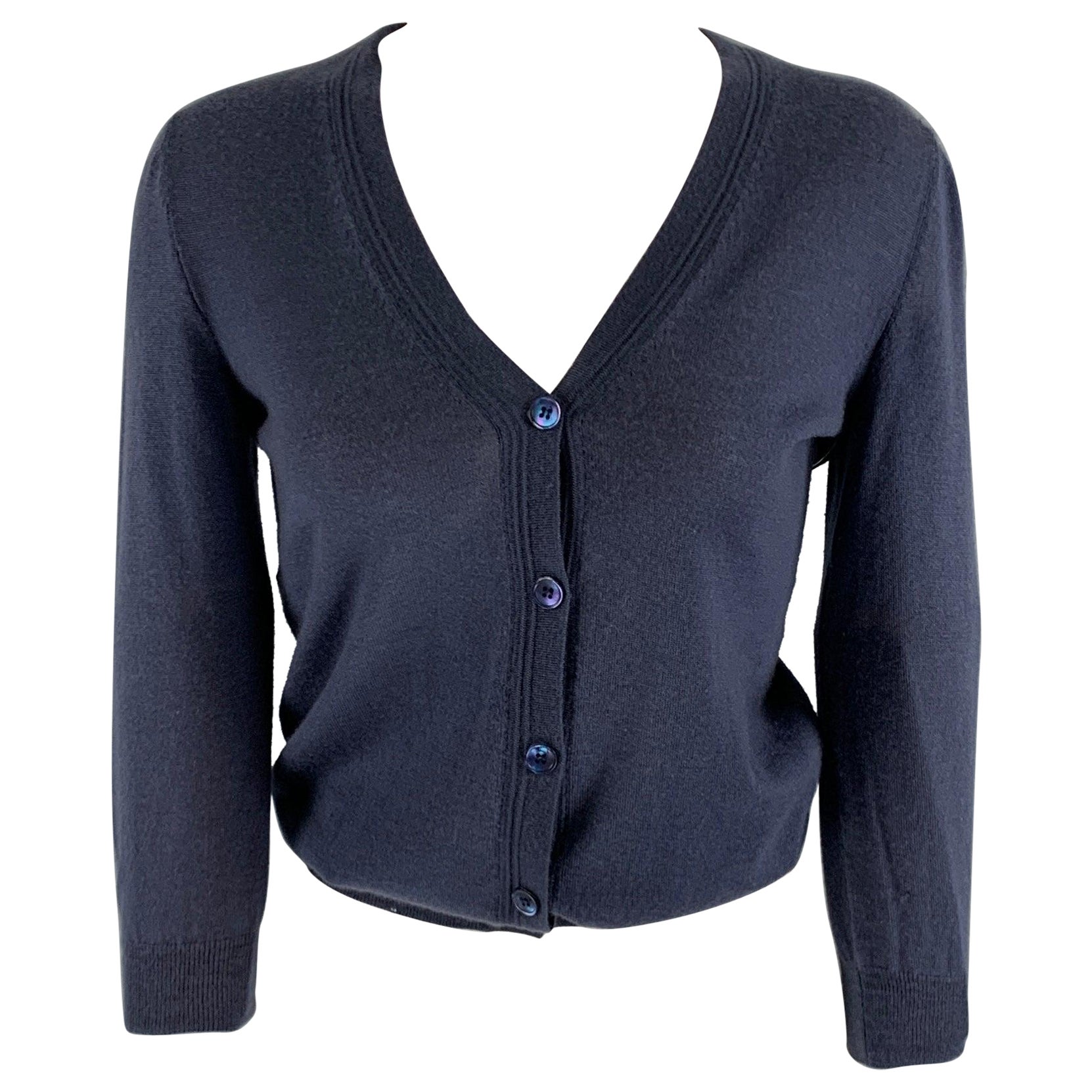 MARNI Size 2 Blue Cashmere 3/4 Sleeves Cardigan For Sale