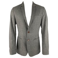 DOLCE & GABBANA Manteau de sport à rayures grises en laine mélangée taille 40