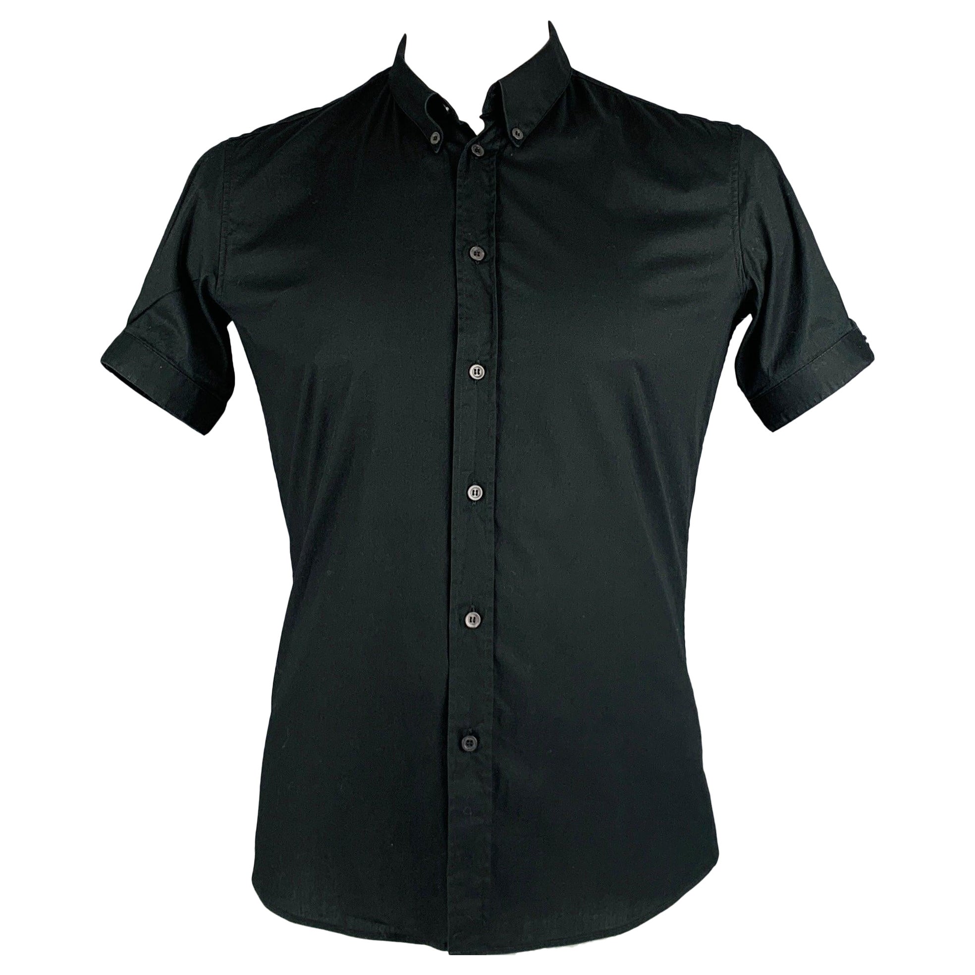 ALEXANDER MCQUEEN Size 42 Black Short Sleeve Shirt For Sale