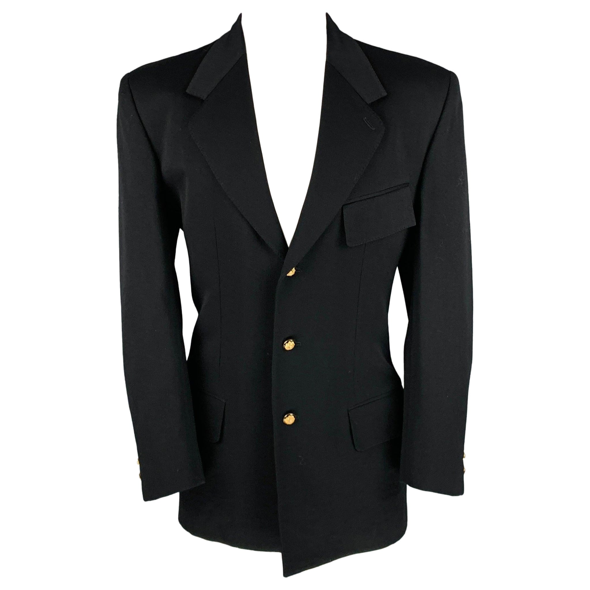 GIANNI VERSACE Size 40 Black Wool Single Breasted Jacket For Sale