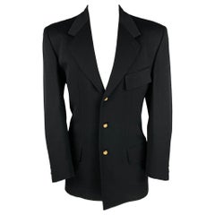 GIANNI VERSACE Size 40 Black Wool Single Breasted Jacket