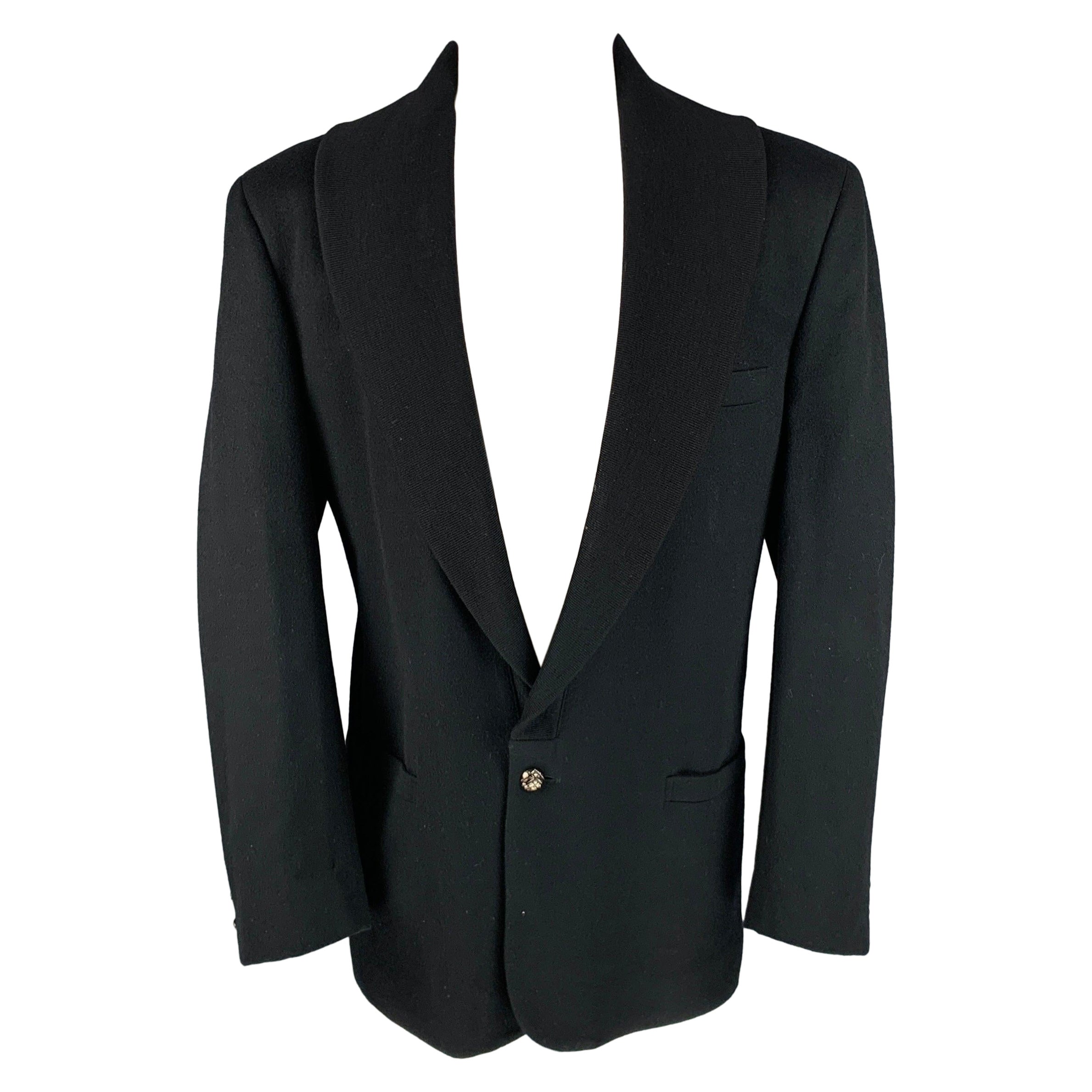 GIANNI VERSACE Size 40 Black Wool Shawl Collar Jacket For Sale