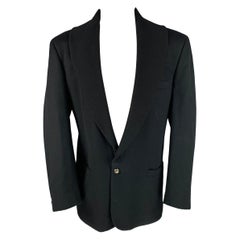 GIANNI VERSACE Size 40 Black Wool Shawl Collar Jacket