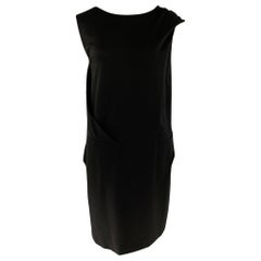 CACHAREL Größe 14 Schwarzes ärmelloses Kleid aus Nylonmischung mit fallender Taille